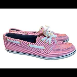 Sperry Cruiser Red and Ivory Striped Slip-On